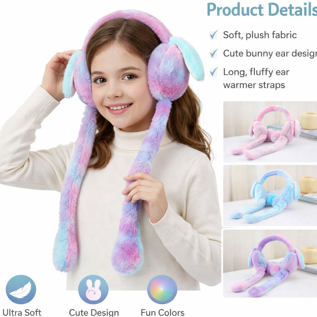Kids Bunny Moving Ear Hats