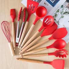 Silicone Wooden Spoon Set 12 pcs