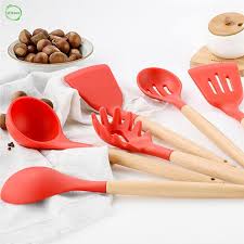 Silicone Wooden Spoon Set 12 pcs