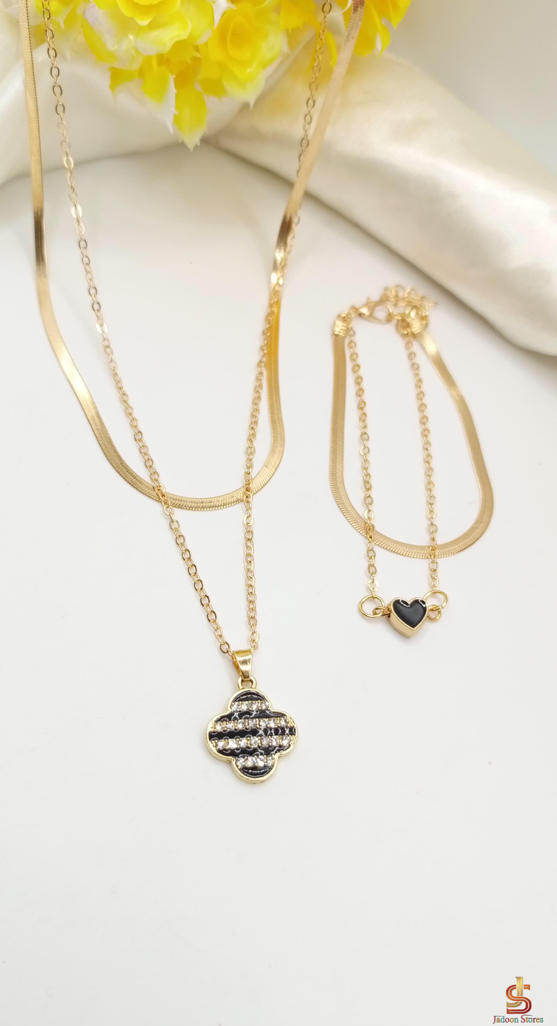 Beautifull Double Chain Necklace With Bracelet