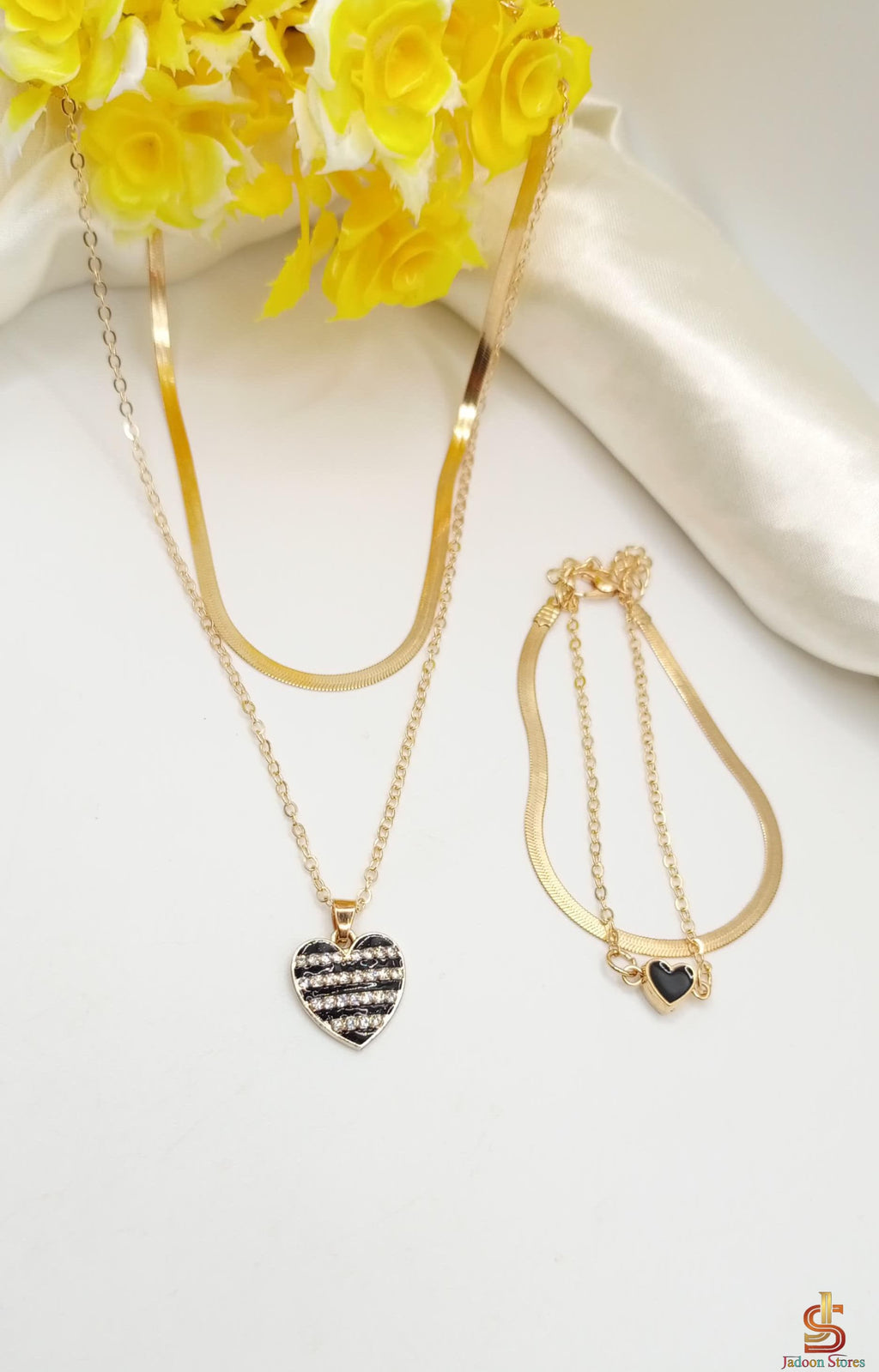 Beautifull Double Chain Necklace With Bracelet